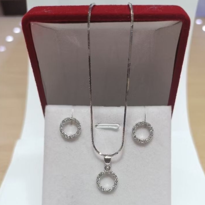 perhiasan satu 1set Perak Asli silver 925 lapis emas putih set04