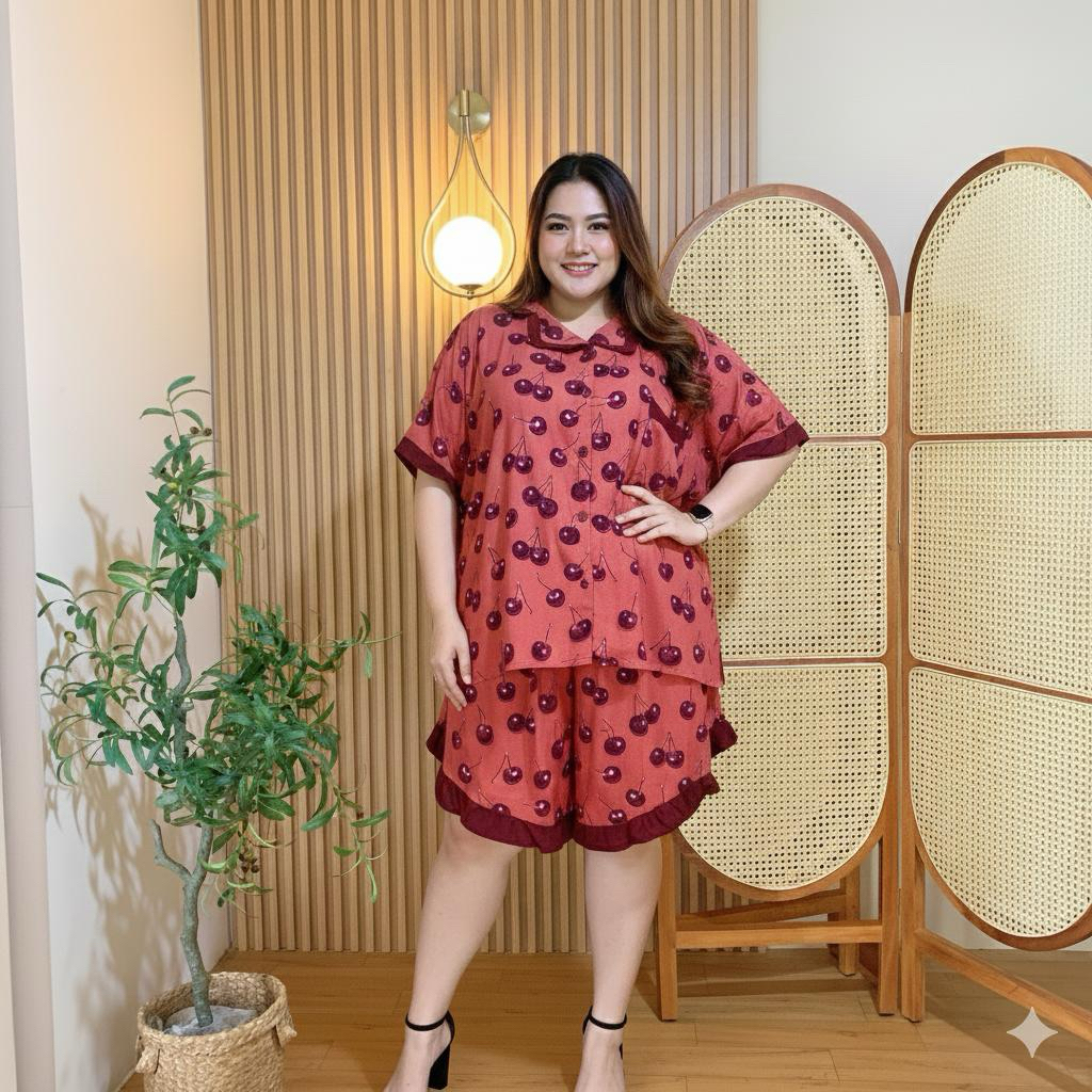 SETELAN BAJU TIDUR JUMBO LD 150 CELANA PENDEK RAYON PREMIUM/ SETELAN RAYON JUMBO