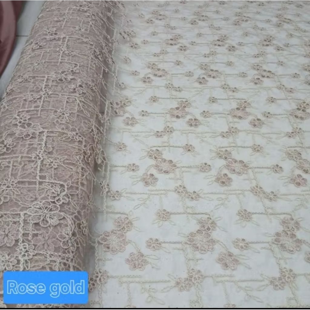 tile bordir Etnik Sulam motif bunga / kain bordiran canti dua warna