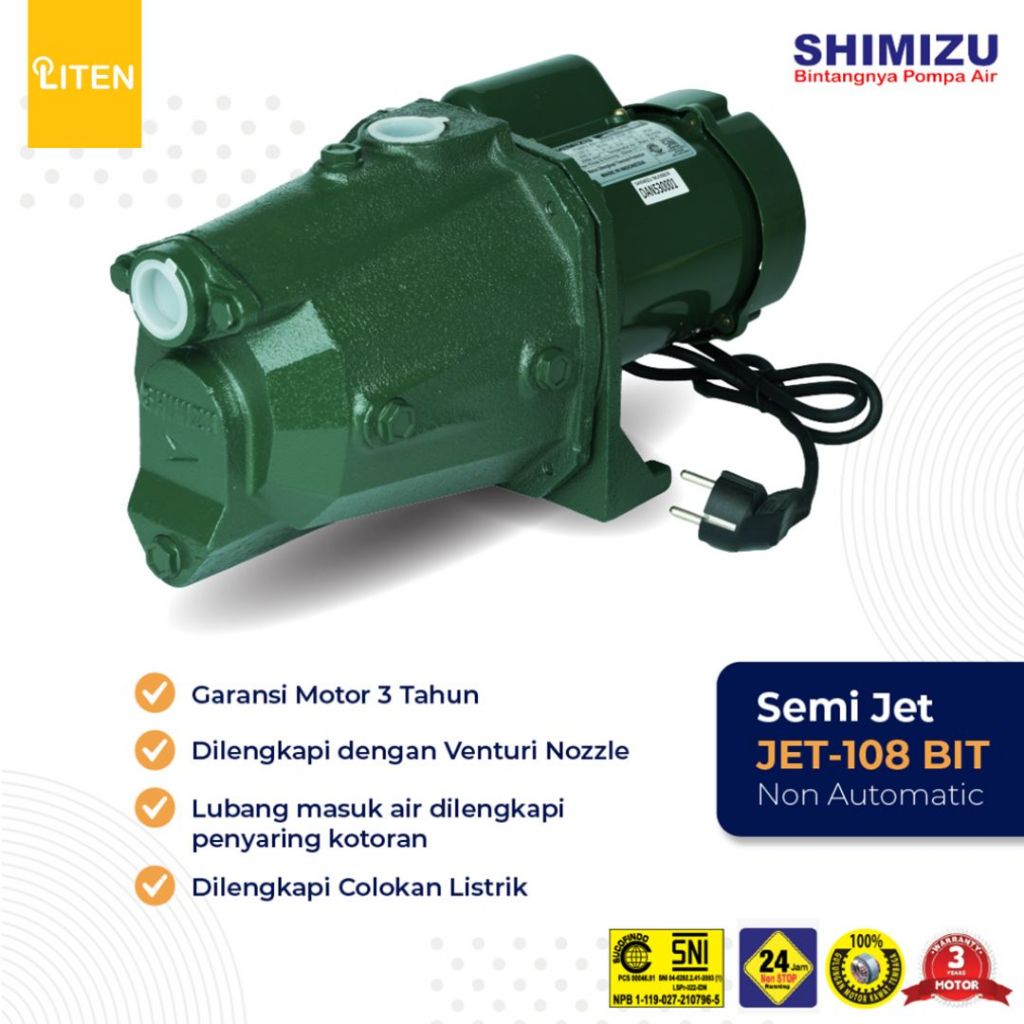 Jet Pump SHIMIZU JET 108 BIT - Pompa Air Dorong 2 Kamar Mandi Kencang SHIMIZU JET108BIT GARANSI RESM