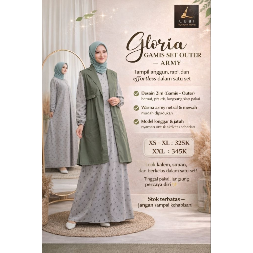 Gamis Gloria set outer ori by Lubi