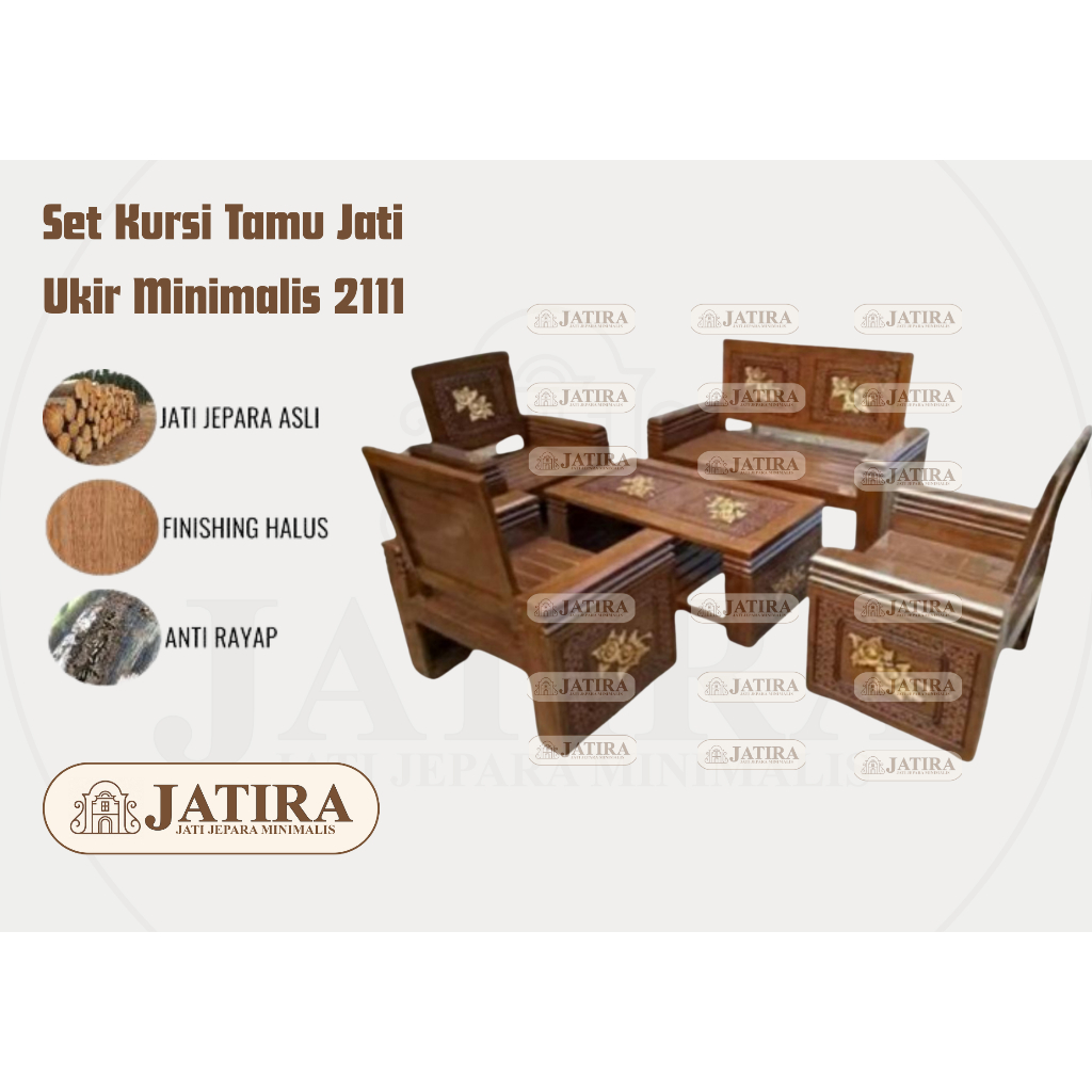 Set Kursi Jati Ukir Minimalis 2111 | Set Kursi Jati Asli Jepara Murah Palembang