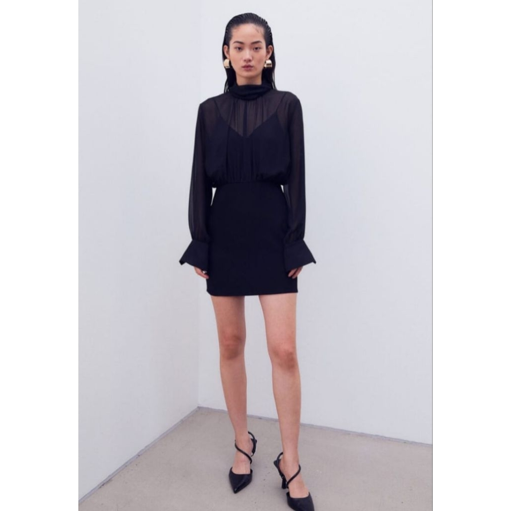 Dress Terusan Midi Medium Dress Hitam Perempuan Wanita Dewasa Remaja Cantik Satin Katun Rok Span Pes
