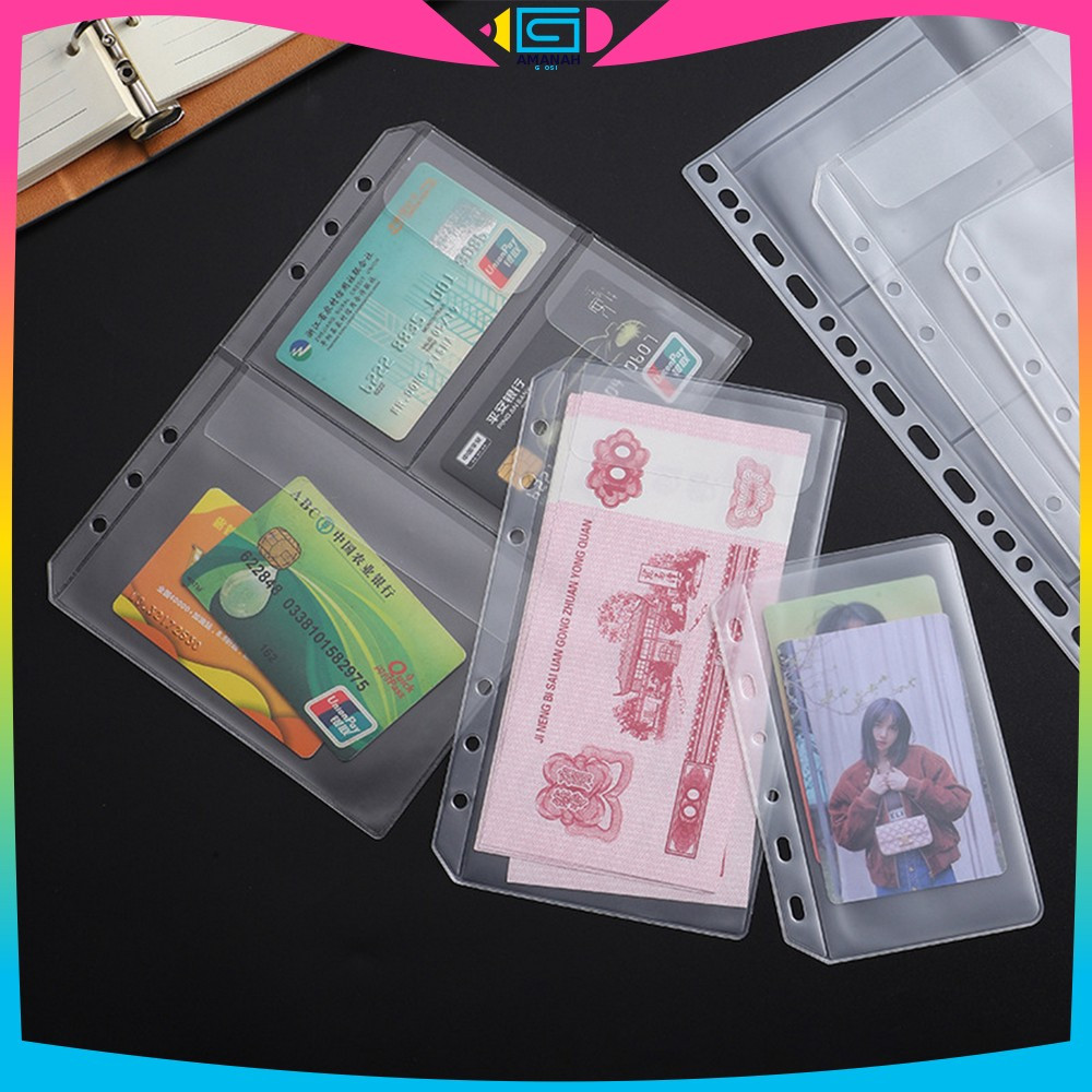 Transparent Hand Book Bags Ziplock 6 Hole / Zipper Pocket Binder A6 Transparent Pouch Tempat Uang Am