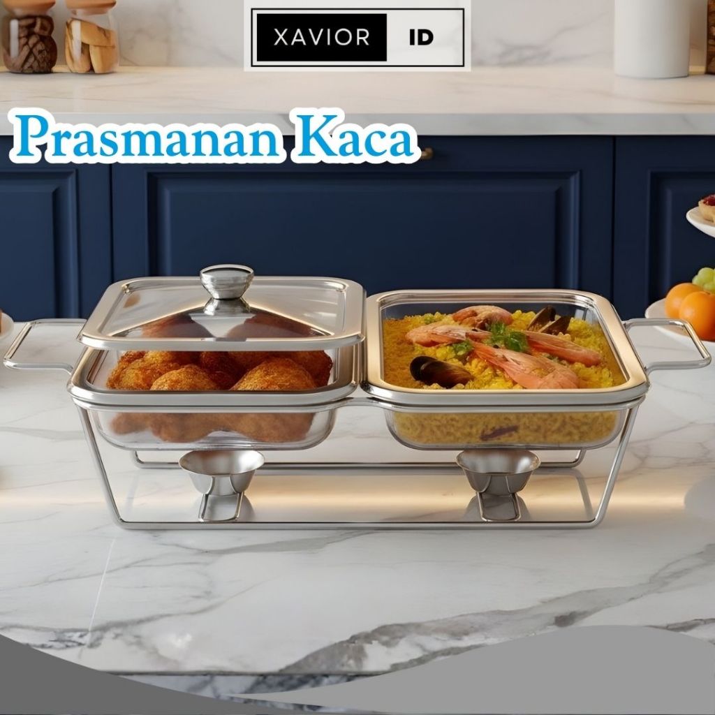 XV Prasmanan Kaca 2 in 1 / Prasmanan Tutup Stainless