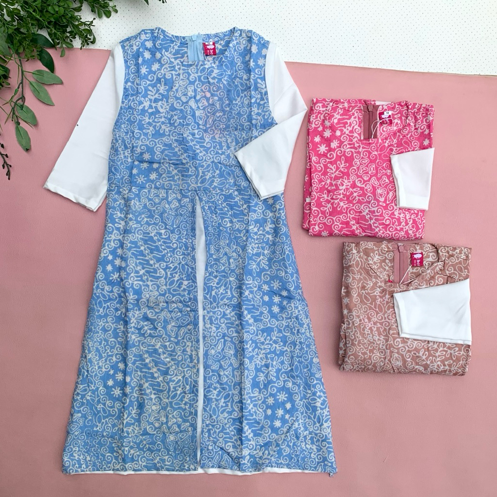 BATIK KIDS Gamis Batik Anak Hanna Model Lucu Bahan Dobby Mix Polos Hijab Friendly Ready Banyak Warna