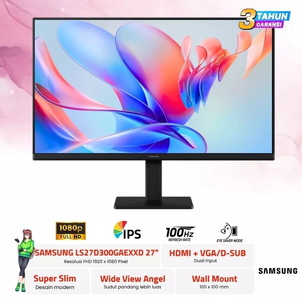 Monitor Samsung 27" LS27D300GAE | Samsung 24" LS24D300GAE | Samsung 22" LS22D300GAE IPS FHD 100Hz HD