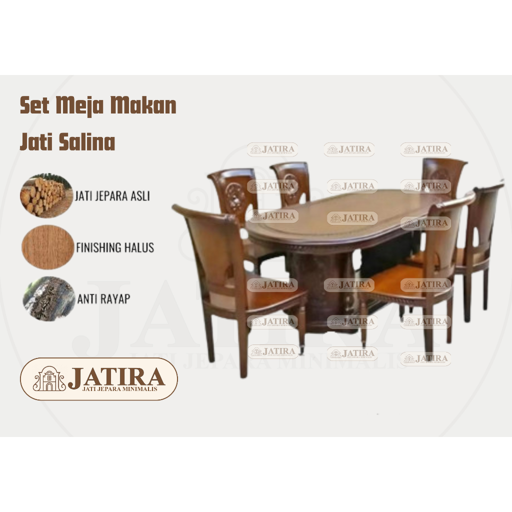 Set Meja Makan Jati Salina Gendong | Meja Makan Jati Jepara Asli Murah Palembang