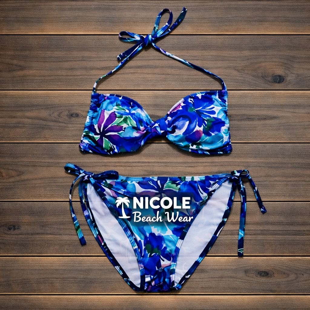 [NICOLE] Bikini Segitiga Tali Bikini pantai Bunga Baju Renang Monokini