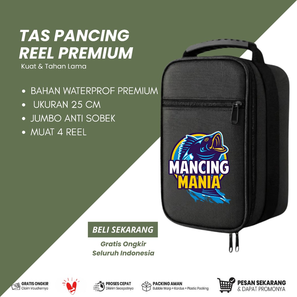 Tas reel Pancing Anti Air Waterproof Bahan Tebal jumbo