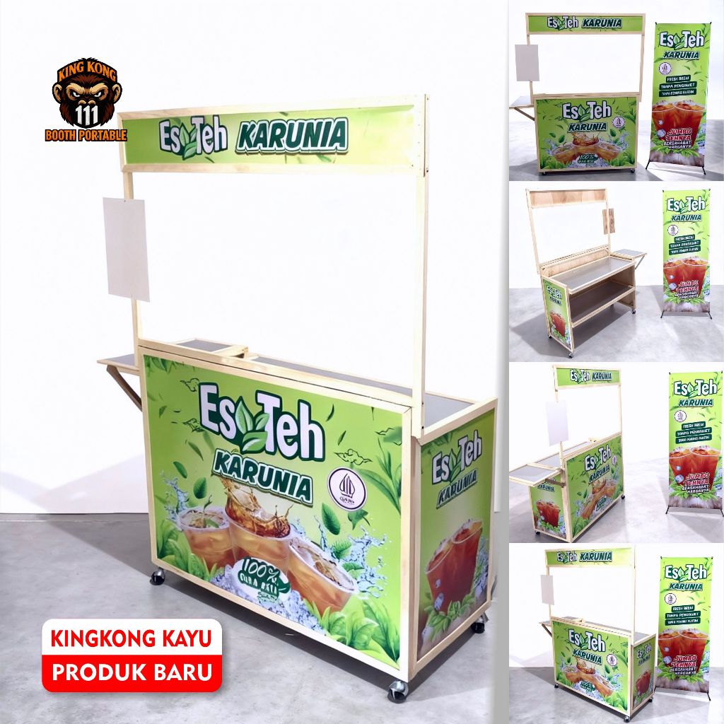 Booth Portable Kingkong 111 | Gerobak Lipat Bongkar Pasang Untuk Jualan Makanan Minuman Model Meja S