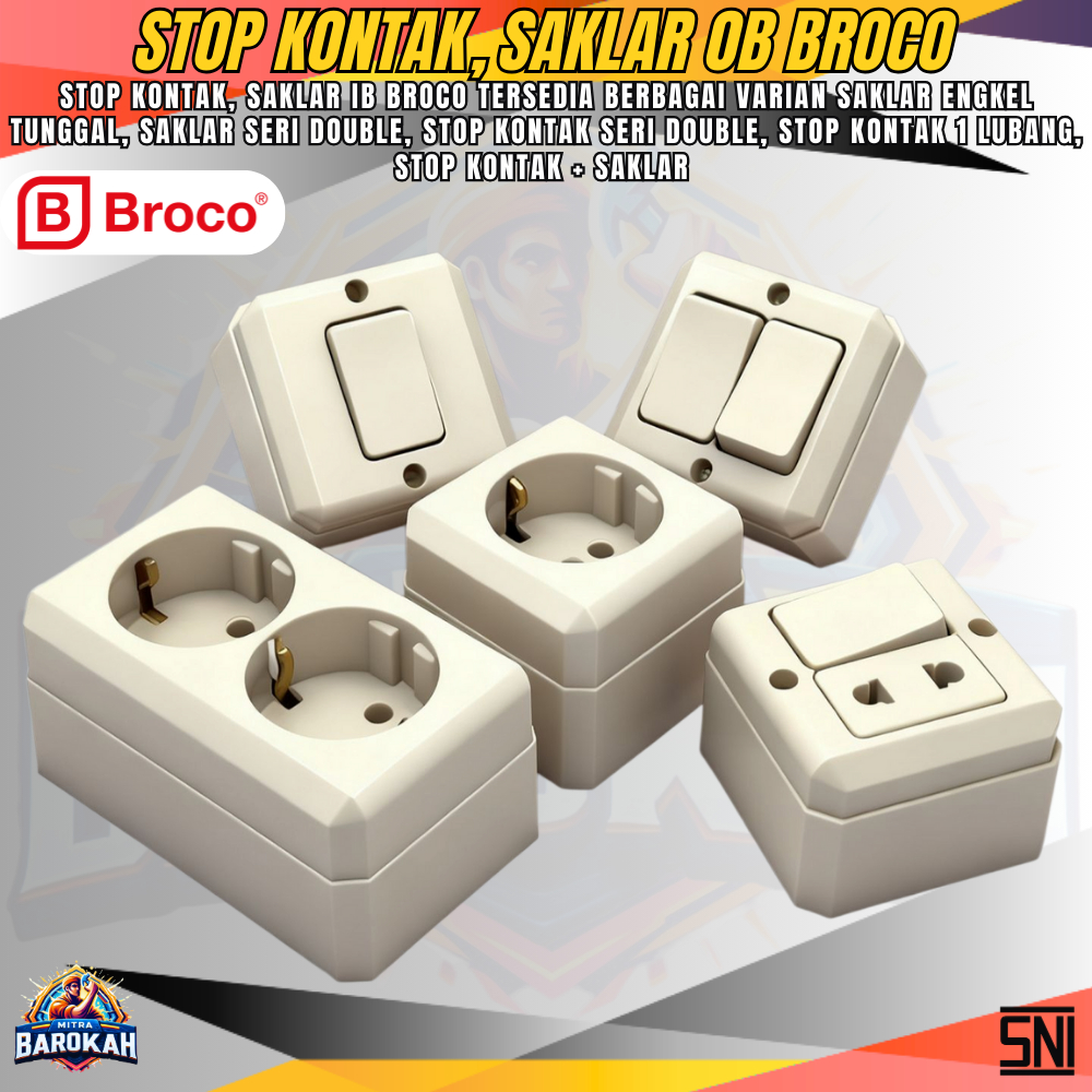 Broco Saklar / Stop Kontak OB Outbow Tempel Produk Broco Original Varian OB Outbow Saklar, Stop Kont