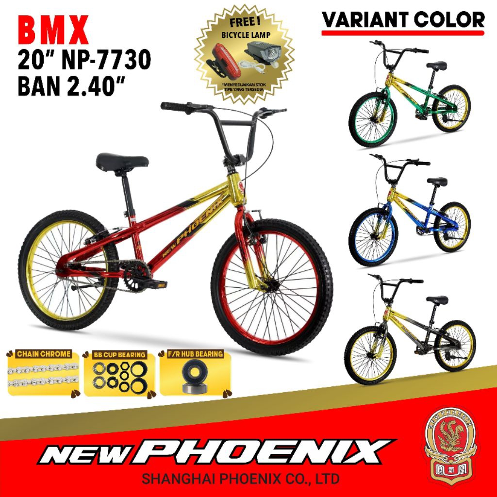 sepeda bmx new phoenix tipe NP 7730 ukuran 20 inci.