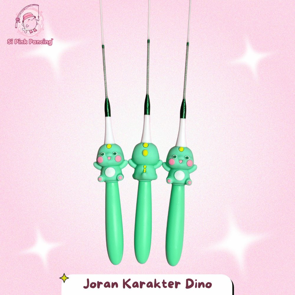 Joran Karakter DINO (JORAN SAJA) Si Pink Pancing Joran Microfishing Tahan Lama Siap Lempar untuk Pan