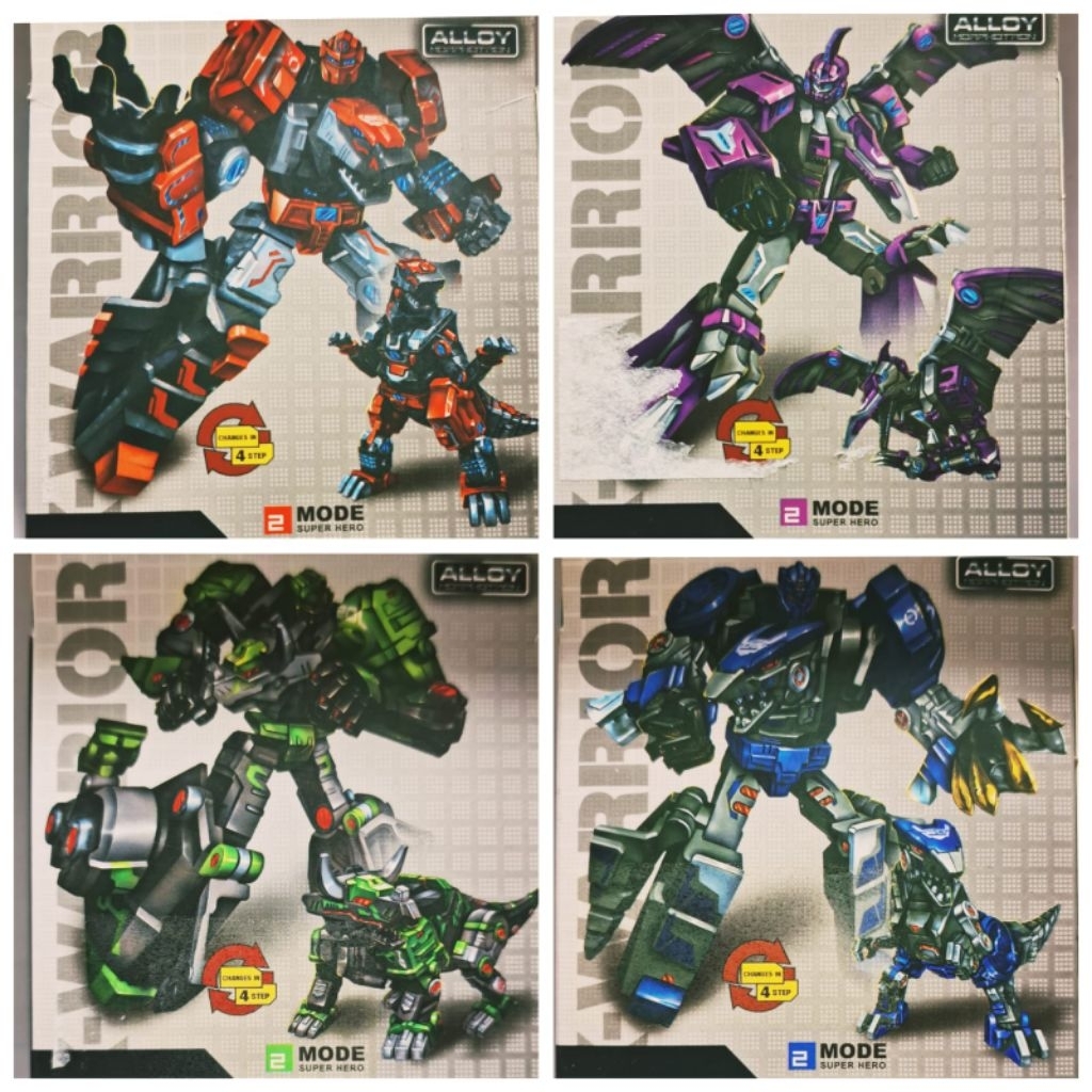 Alloy X - Warrior Robot Dino Saurus Set 4 Pcs Rage Warrior - Fast - Gladiator - Flying Warrior Maina