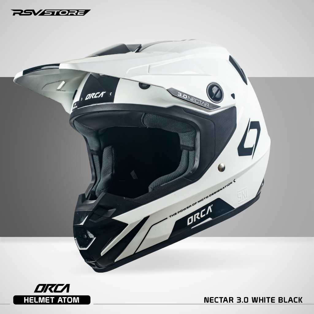 Helm RSV X ORCA Atom Nectar 3.0 White Black | Helm Trail Cross Supermoto