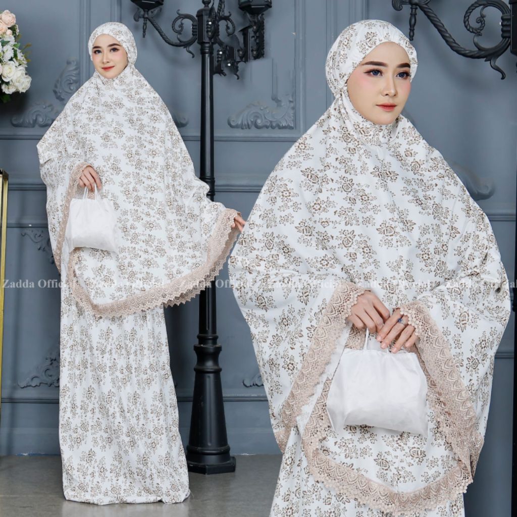mukena sutra velvet renda putih cantik terbaru mukena murah mewah cod