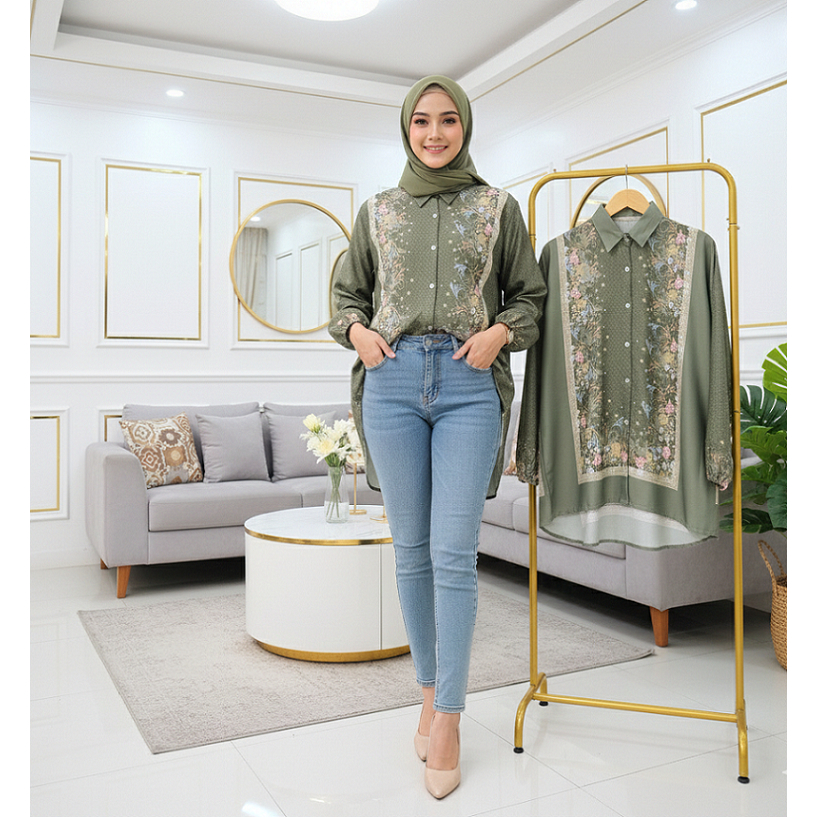 LUXURY KEMEJA WANITA LD 130 BLOUSE RAYON MOTIF VIRAL BUSUI BLOUSE TUNIK TUNIK BISA BAYAR NANTI