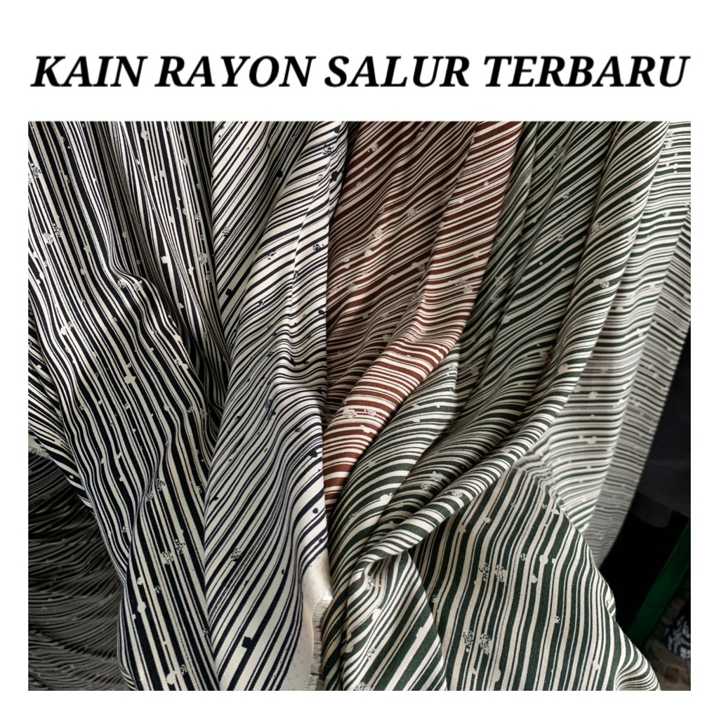 bahan kain katun rayon viscose motif salur terbaru