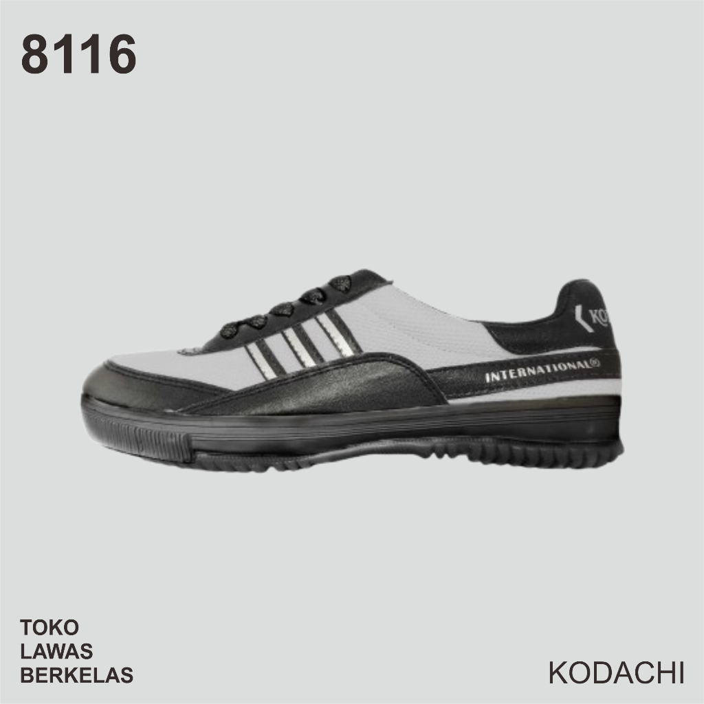 Sepatu Kodachi 8116 GREY DOUBLE BLACK - 8116 GDB Hitam - Kodachi 8116 OLDSKOOL TOKO LAWAS BERKELAS