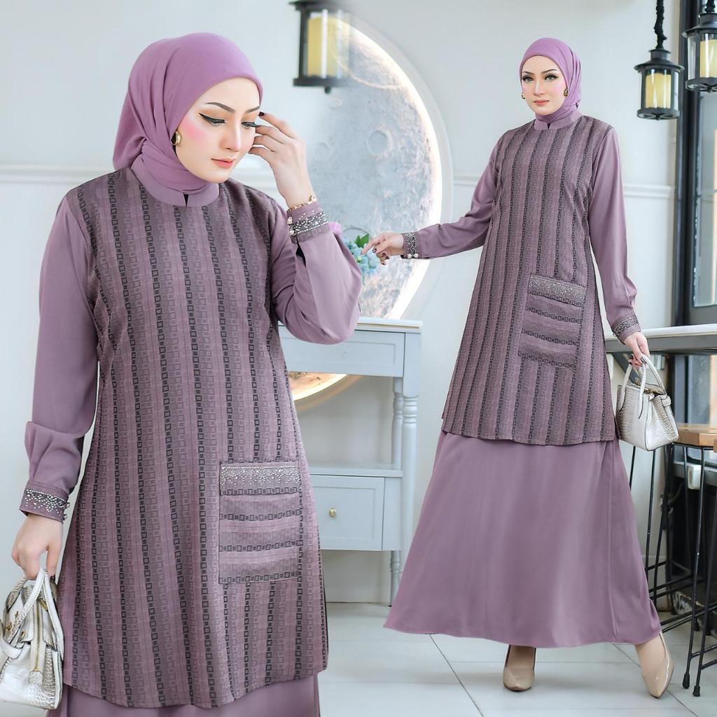 Gamis Malaysia Premium Marbella Anti UV mix Aswan Bahan Adem | Fiara House