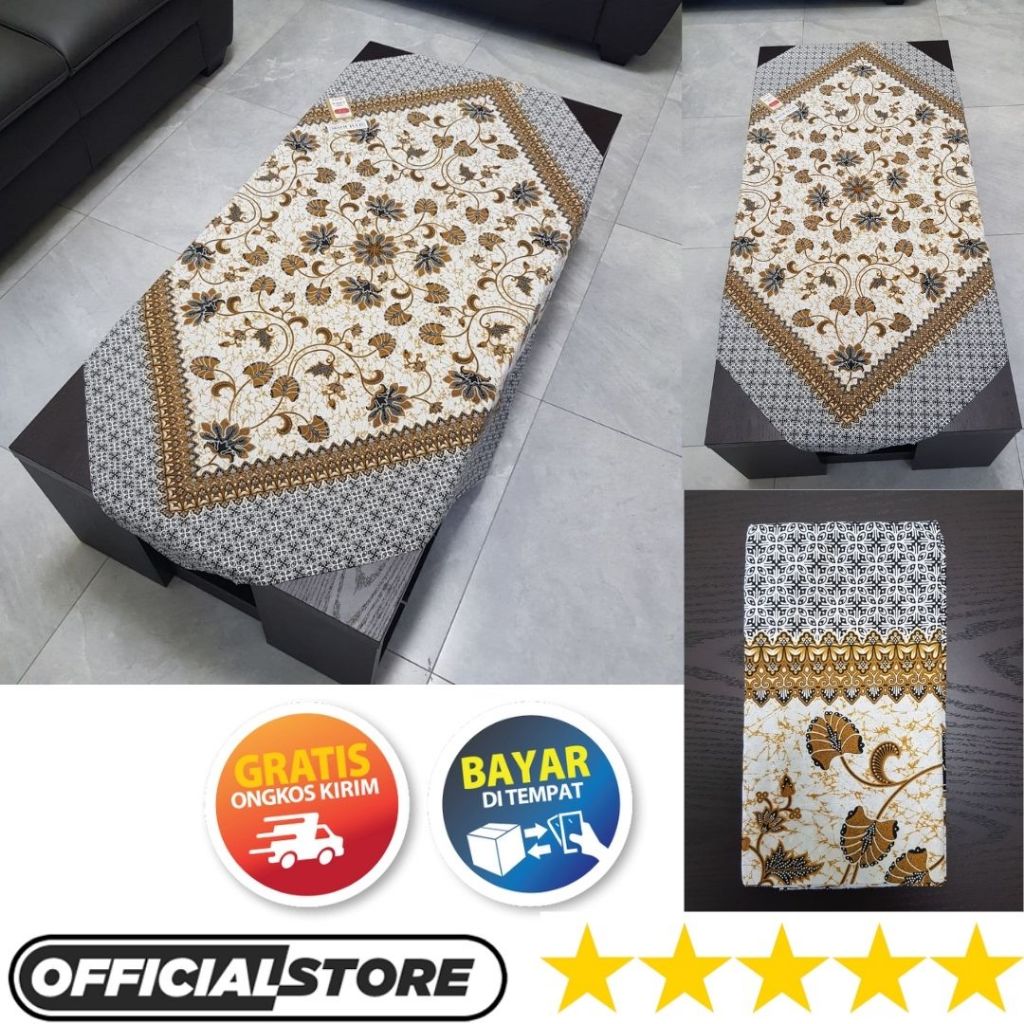 Taplak Meja Ruang Tamu Kain Batik Motif Tulis Bahan Poliester Halus Ukuran 110 x 105 Tradisional Asl