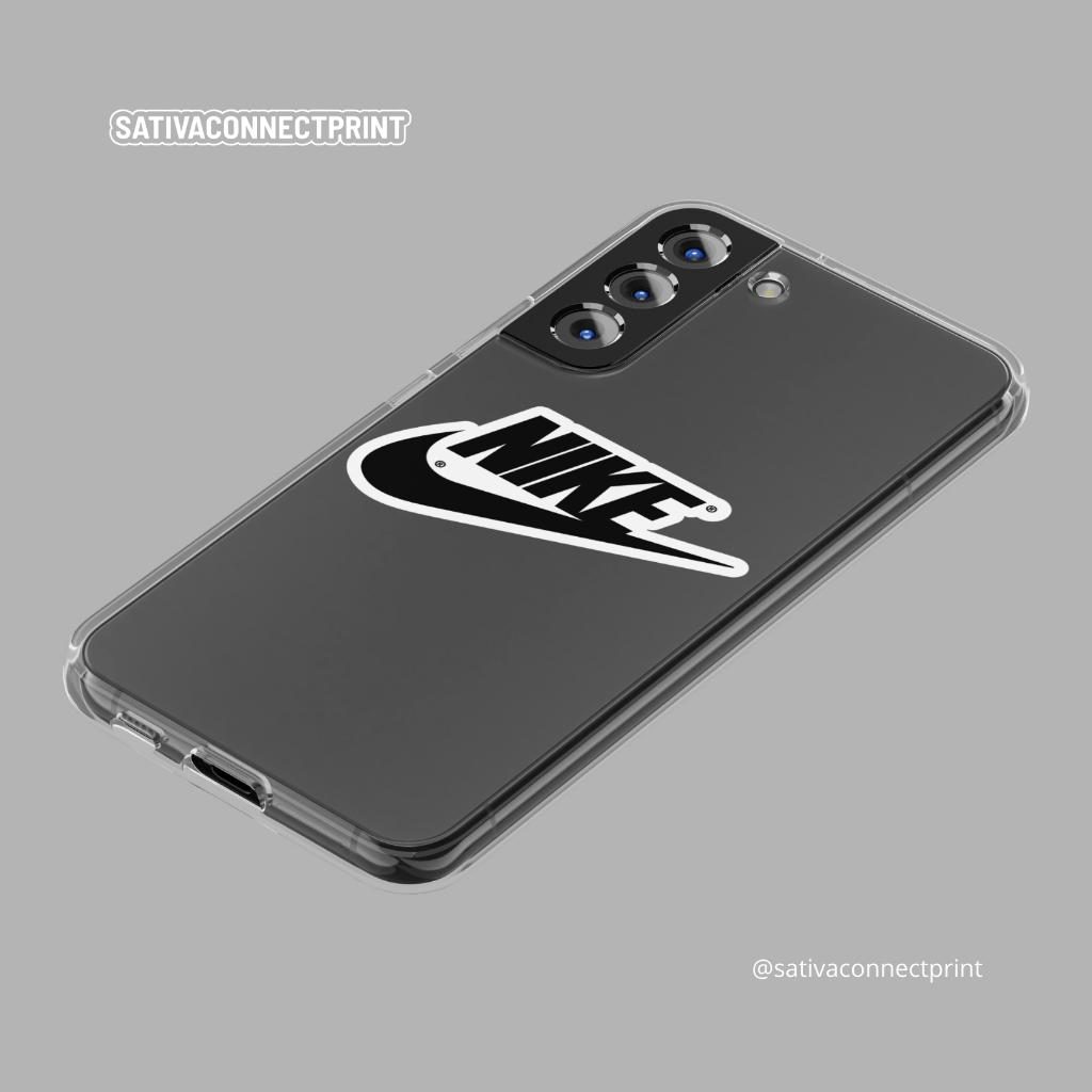 Stiker Tempel Satuan Logo Nike Hypebeast Hitam Putih Tahan Air Glossy Laminasi Doff