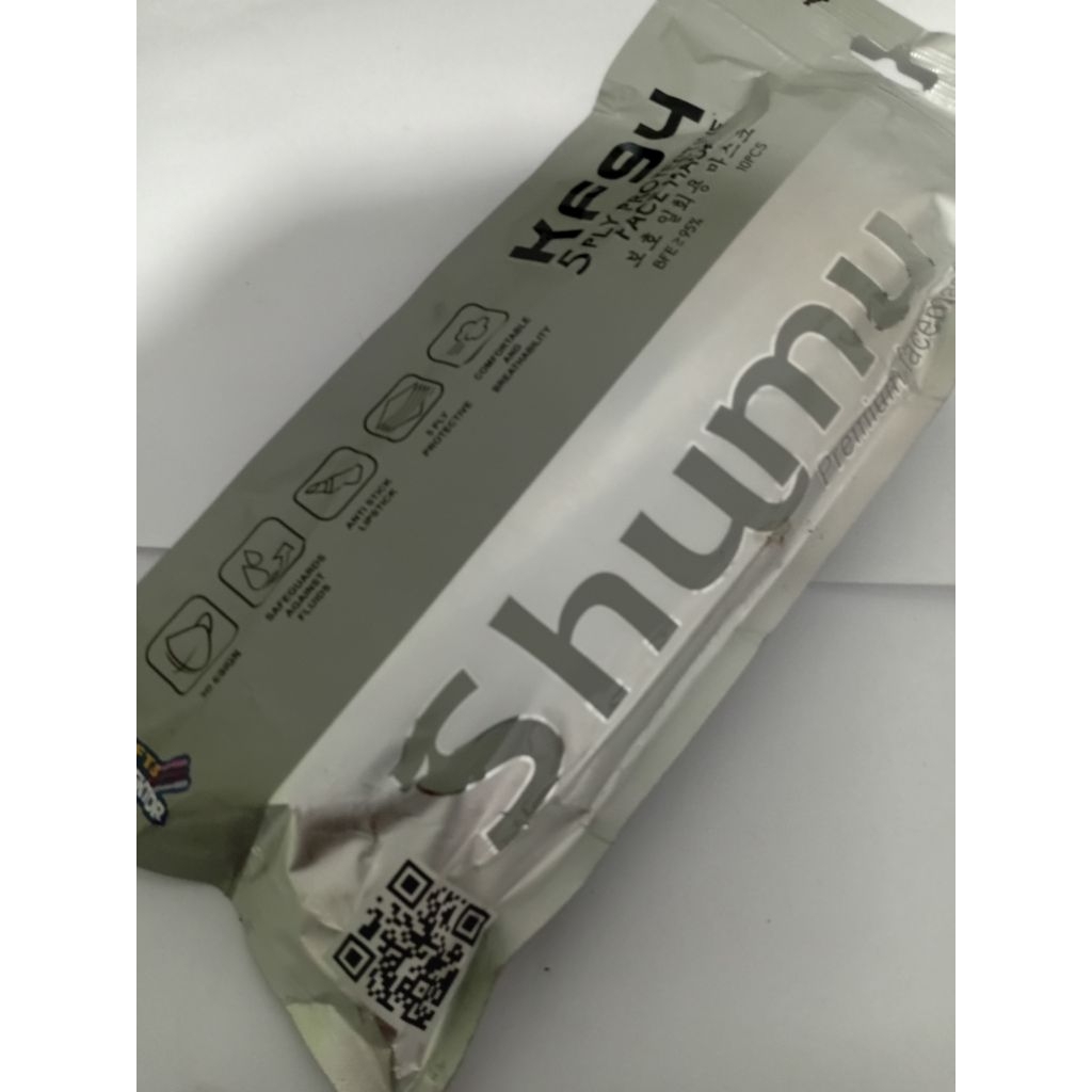 JONSON [ PER PIECES ] MASKER SHUMU KF94 5 PLY PROTECTIVE FACE MASK SILVER COLOR
