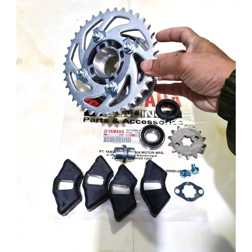 (RAJA MOTOR) PAKET KOMPLIT GEAR DEPAN BELAKANG + NAP GEAR SET  YAMAHA JUPITER MX NEW