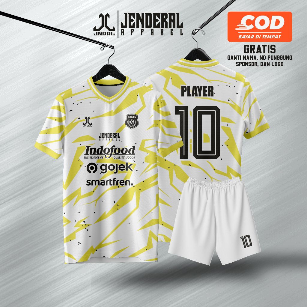 Jersey Terbaru Futsal, Bola, Badminton, Volly Full Printing, Jersey Putih Kuning