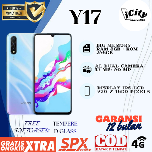 VIVO Y17 RAM 8/256GB 4G LTE 6,35inch  GARANSI 12 BULAN