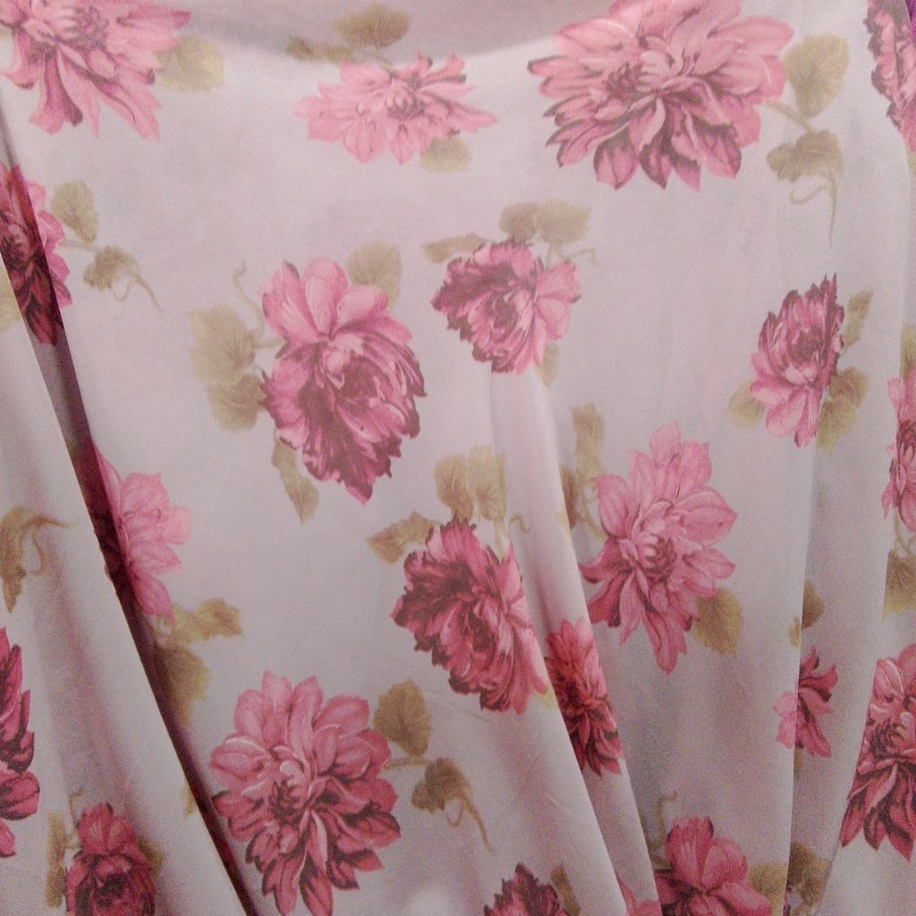 Kain Sifon Ceruty Babydoll Motif Bunga Mawar Dusty Pink / Ceruti Print Rose Pastel Premium - Per Set