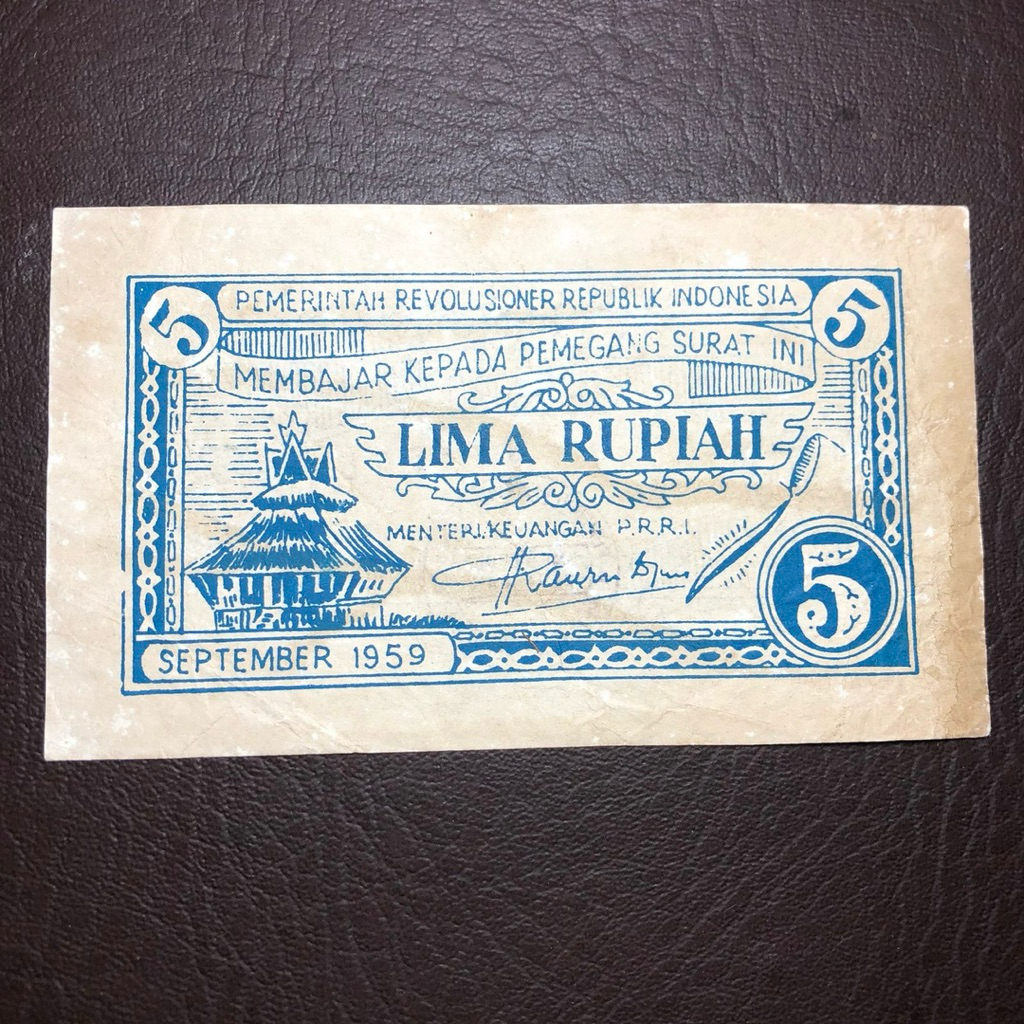 Uang ORIDA PRRI 5 Rupiah 1959