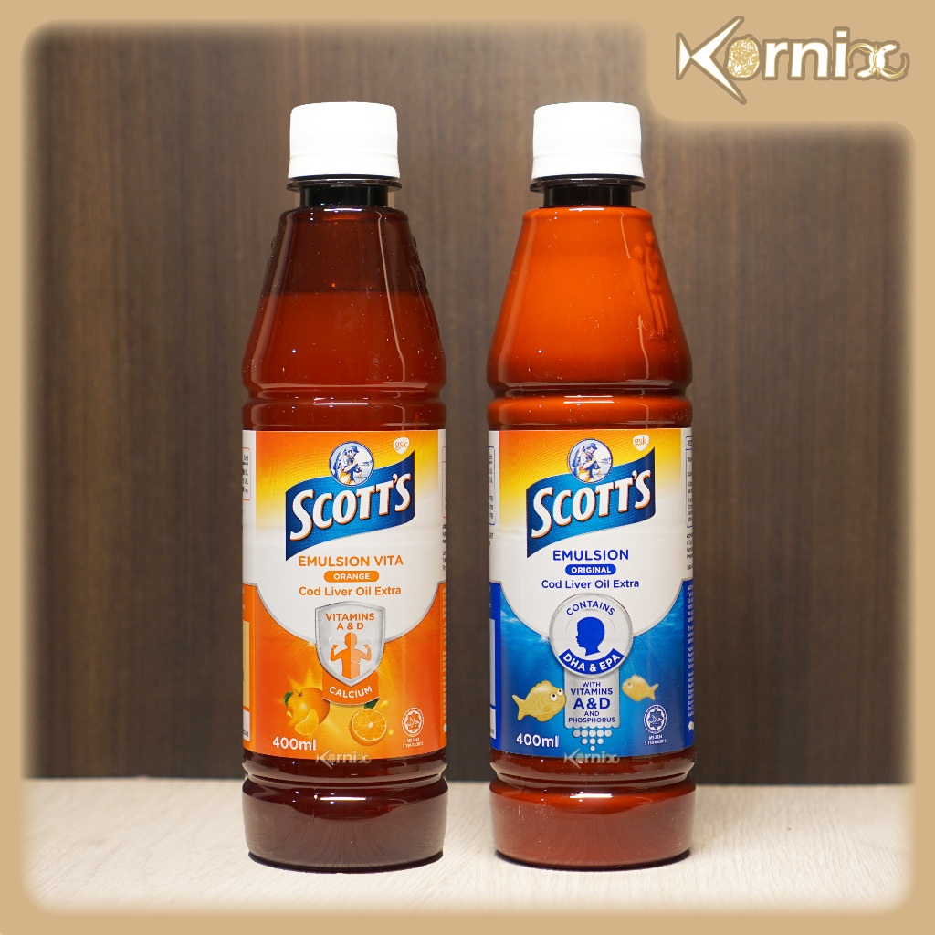 Scott's Emulsion Vita Orange/Jeruk Original EPA DHA Cod Liver Extra 400mL—Vitamin Bayi Anak Minyak I