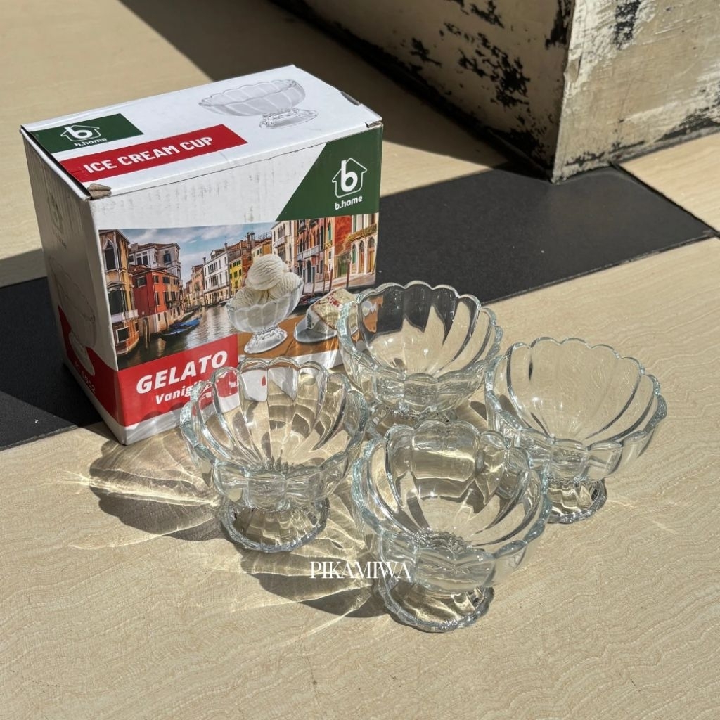 4 PCS GELAS ICE CREAM BBC gelas kaki gelas gelato ice cream gelas cantik lucu murah