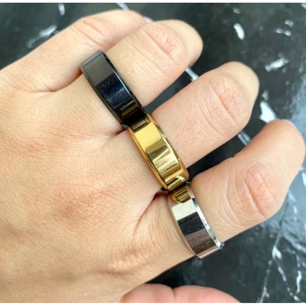 cincin titanium hitam polos kualitas super anti luntur anti karat cincin pria wanita anak couple ter
