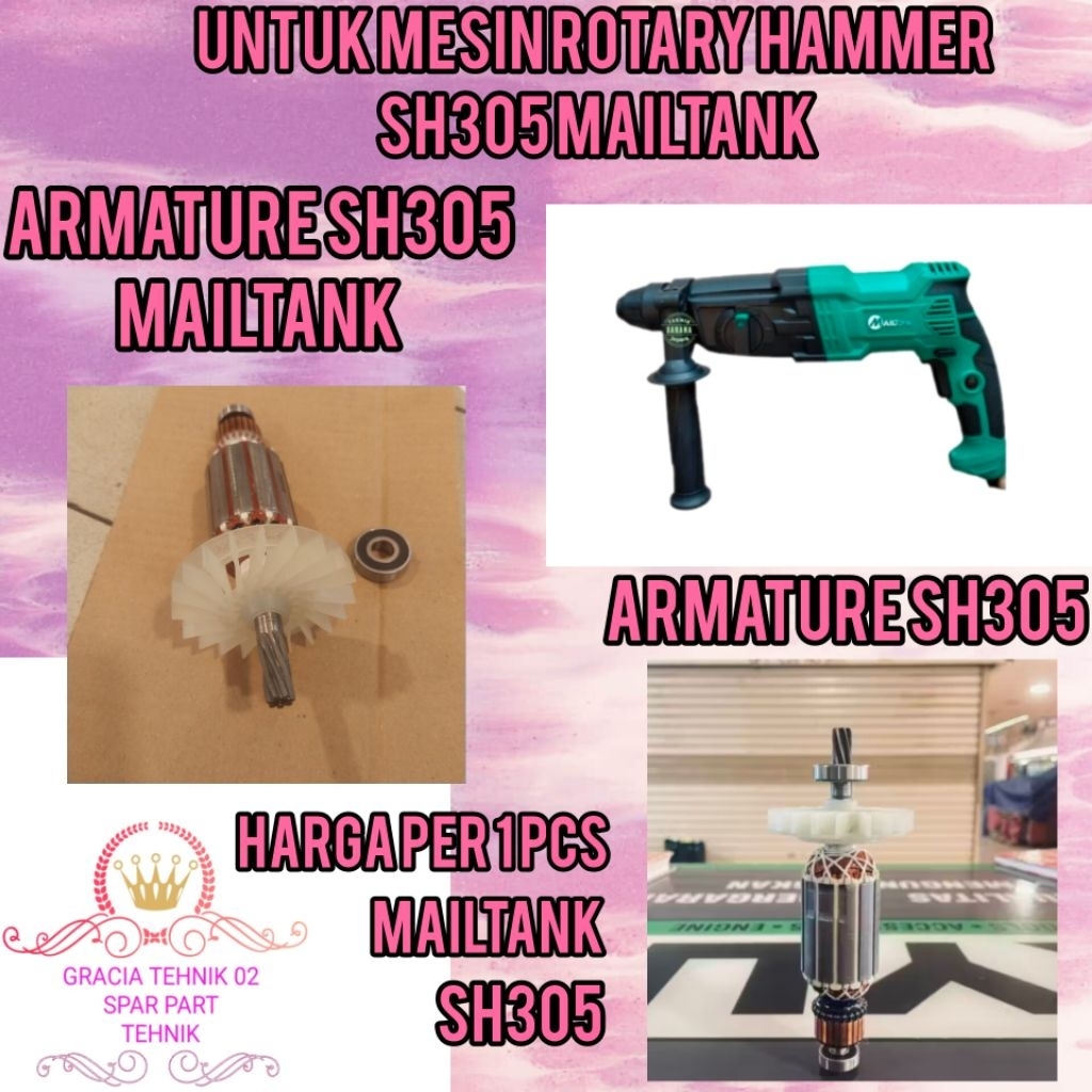 ARMATURE ANGKER  ROTARY HAMMER SH305 MAILTANK  ANGKER UNTUK MESIN BOR BOBOK MAILTANK SH305  READY