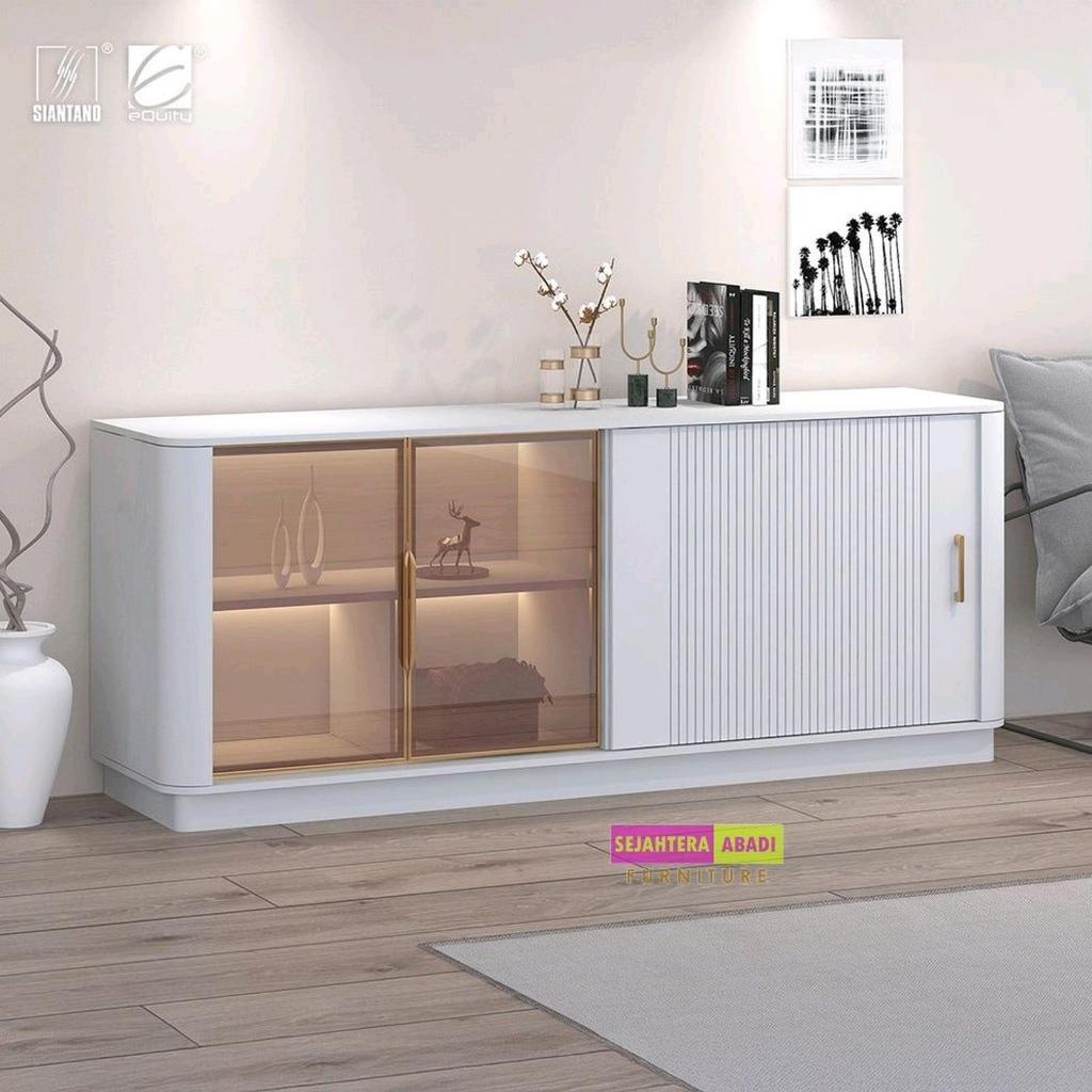 Siantano Rak Serbaguna CR16 ukuran 200 equity furniture sideboard credenza Kaca Aluminium Minimalis 