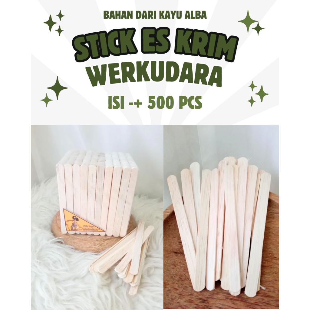 Stik Es Krim Loli Werkudara Isi 500 pcs Stik Es Krim Premium Dari Kayu Alba Bahan Tebal
