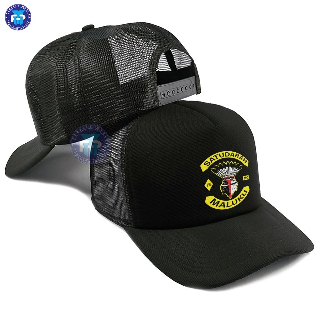 Topi Trucker Satudarah Maluku Jaring Mesh Hitam