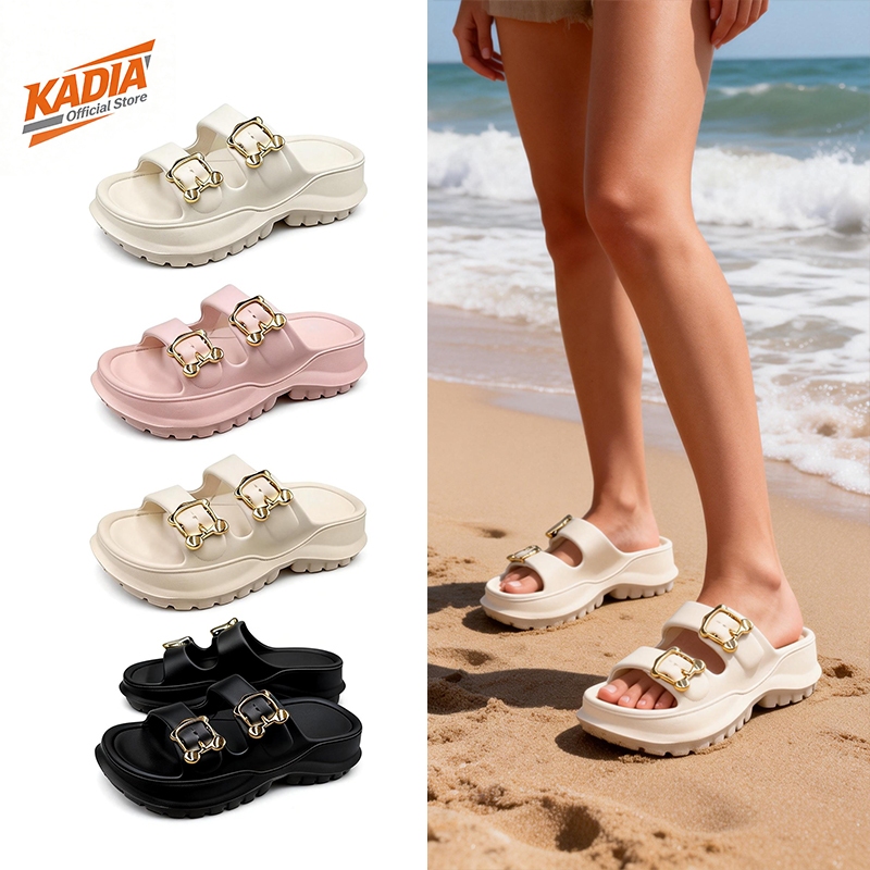 KADIA Sandal Unisex Karet Datar Flat Sandal Untuk Plantar Fasciitis Sandal Sol Datar Nyaman Sandal K