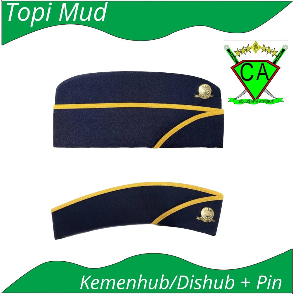 mud/med/met wanita/Pria PNS topi mud/med/met wanita/Pria PNS + pin mud perhubungan/kemenhub/dishub P