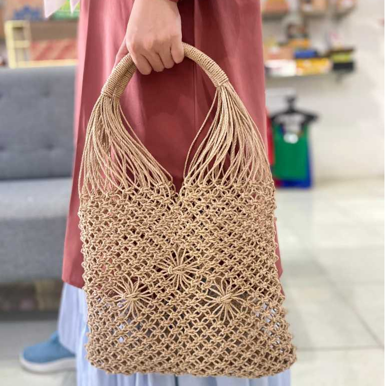 Tas Loom Woven Tote Bag - Tas Tali Kertas Loom