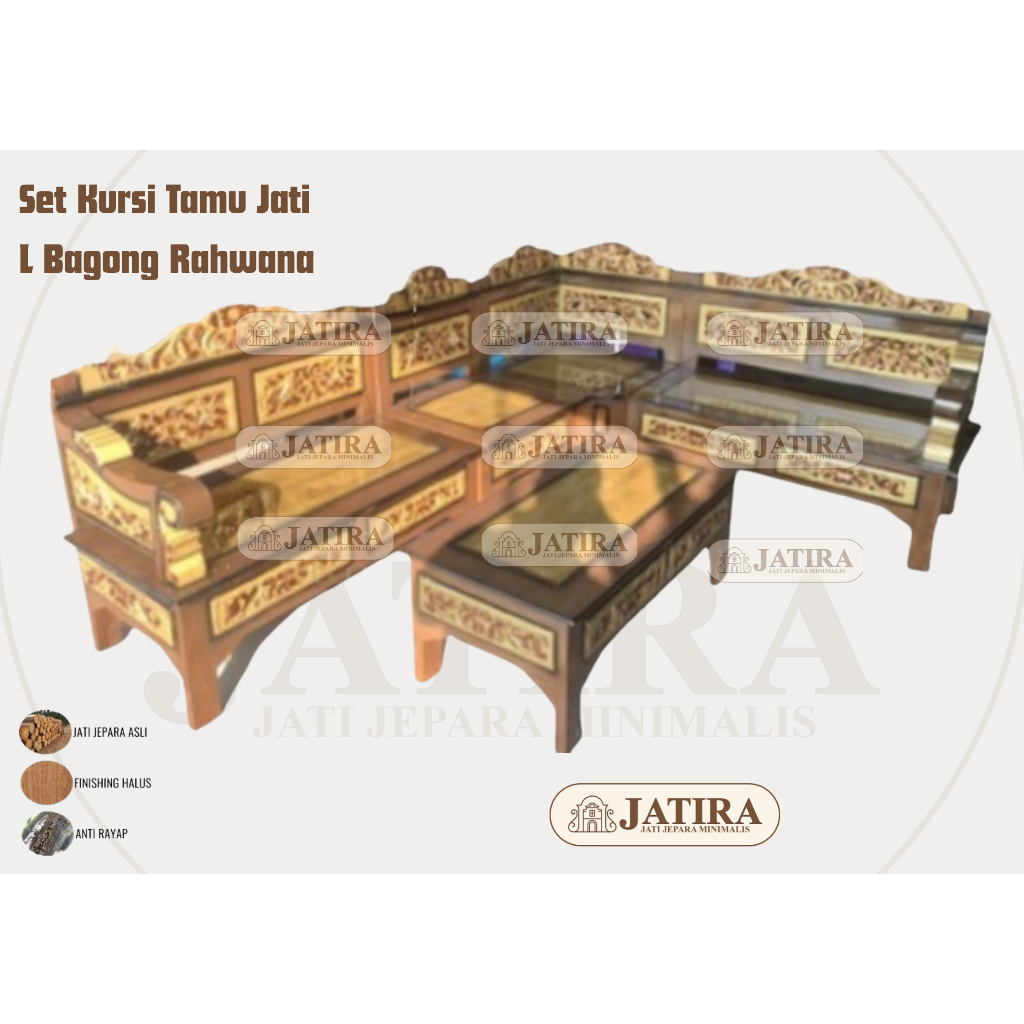 Set Kursi Sofa Jati L Rahwana Bagong | Kursi Sofa Jati Rahwana Jepara Asli Murah Palembang