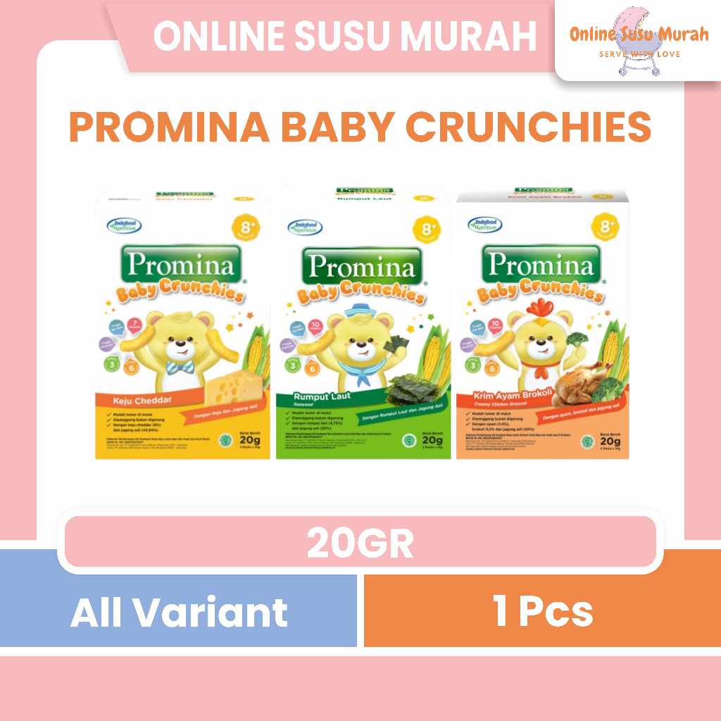 PROMINA BABY CRUNCHIES 20 GR KEJU CHEDDAR RUMPUT LAUT KRIM AYAM BROKOLI 20GR SNACK BAYI USIA 8+