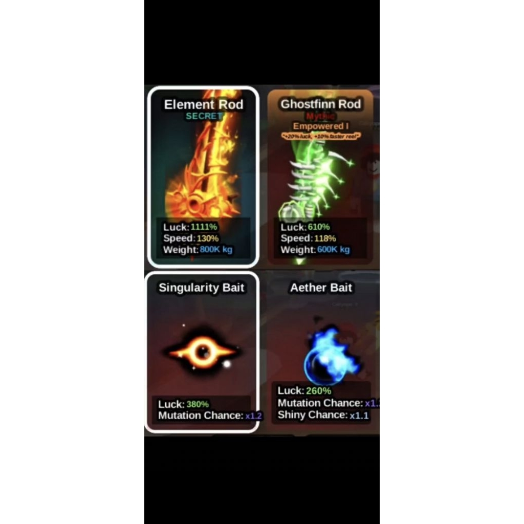 Akun Fish It Element ROD + Singularity Bait