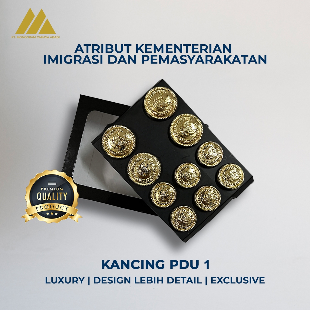 KANCING PDU 1 KEMENTERIAN KEMENIMIPAS BAHAN LOGAM KUNINGAN | KEMENIMIPAS IMIGRASI PERMASYAKATAN  IMI