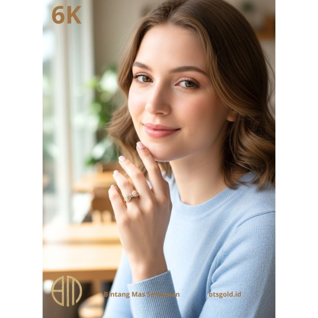 Cincin Emas Pita Permata Putih Dengan Model Simple Emas Asli