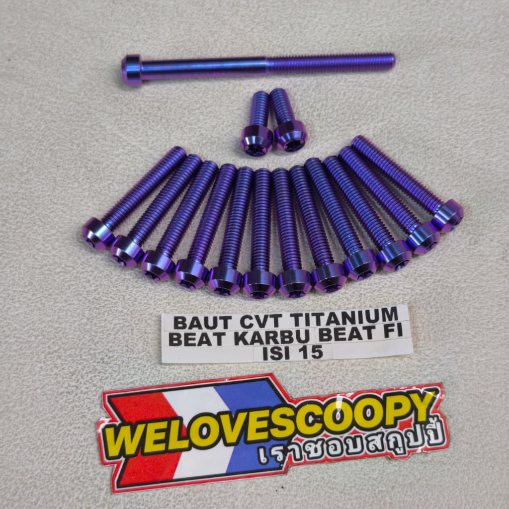 Baut cvt titanium beat karbu / baut titanium cvt beat f1 / baut cvt titanium vario lama 110cc Isi 15