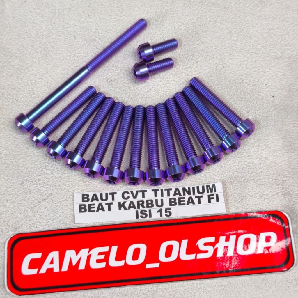 Baut cvt titanium beat karbu / baut titanium cvt beat f1 / baut cvt titanium vario lama 110cc Isi 15